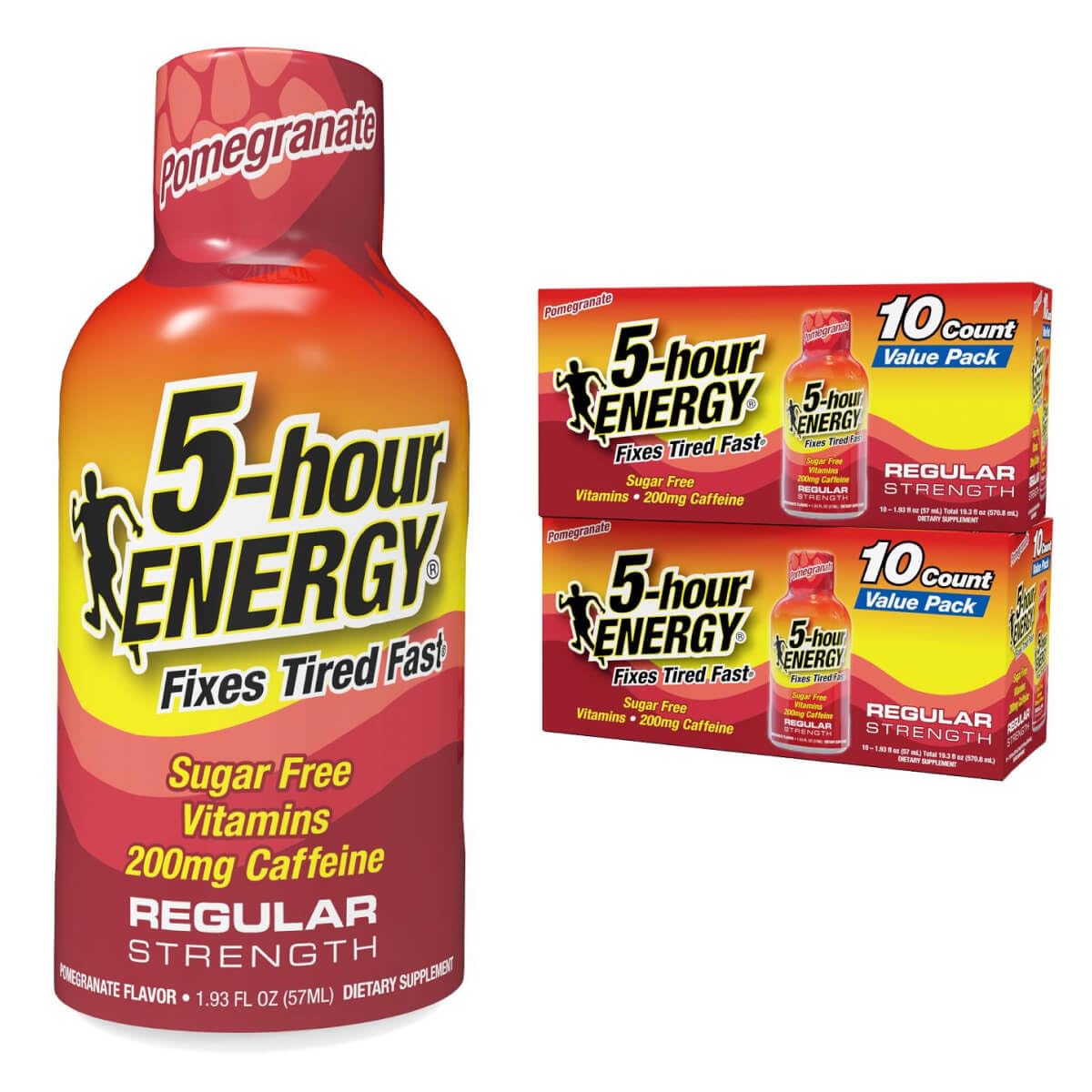 5-hour ENERGY Regular Strength Energy Shot, Pomegranate Flavor, 1.93oz, 20-Pack - Sugar Free