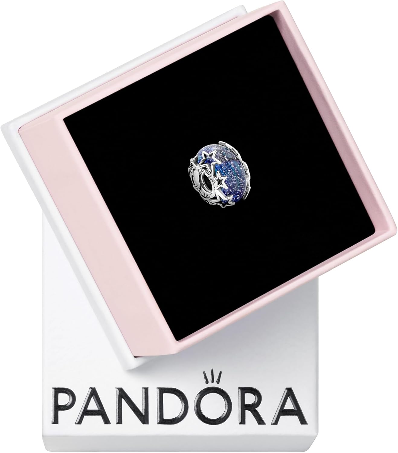 PANDORA Galaxy Blue & Star Murano Charm - Bracelet Charm for PANDORA Moments Bracelets - Stunning Women's Jewelry - Gift for Women - Made with Sterling Silver - With Gift Box