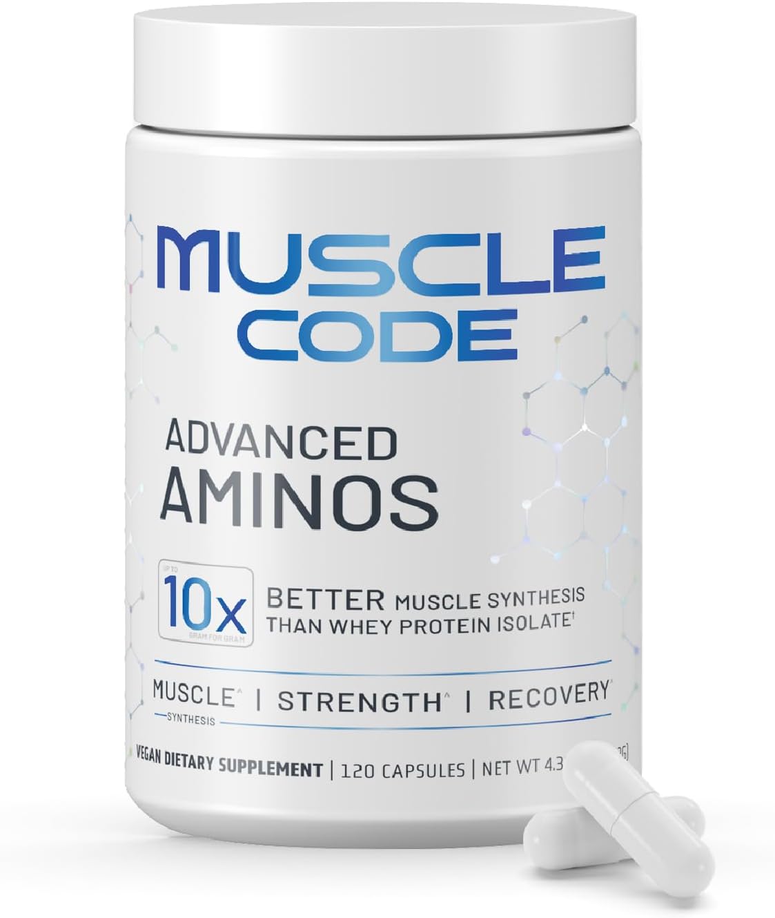 NAUTILUS Muscle Code Essential Amino Acid Capsules – Muscle Synthesis & Recovery & Strength – Unflavored – 30 Servings – Clinically Studied – 0g Sugar, Keto, Vegan, Gluten Free, Dairy Free