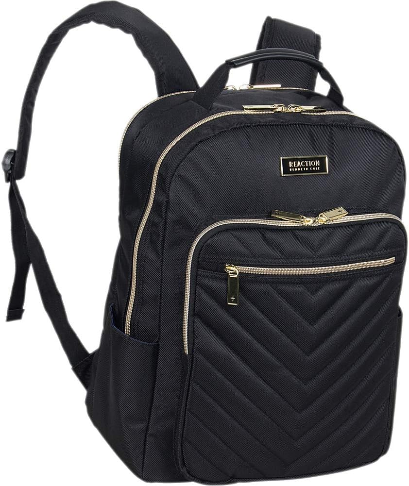 Kenneth Cole REACTION Women's Chelsea Chevron 15" Laptop and Tablet Backpack, Black