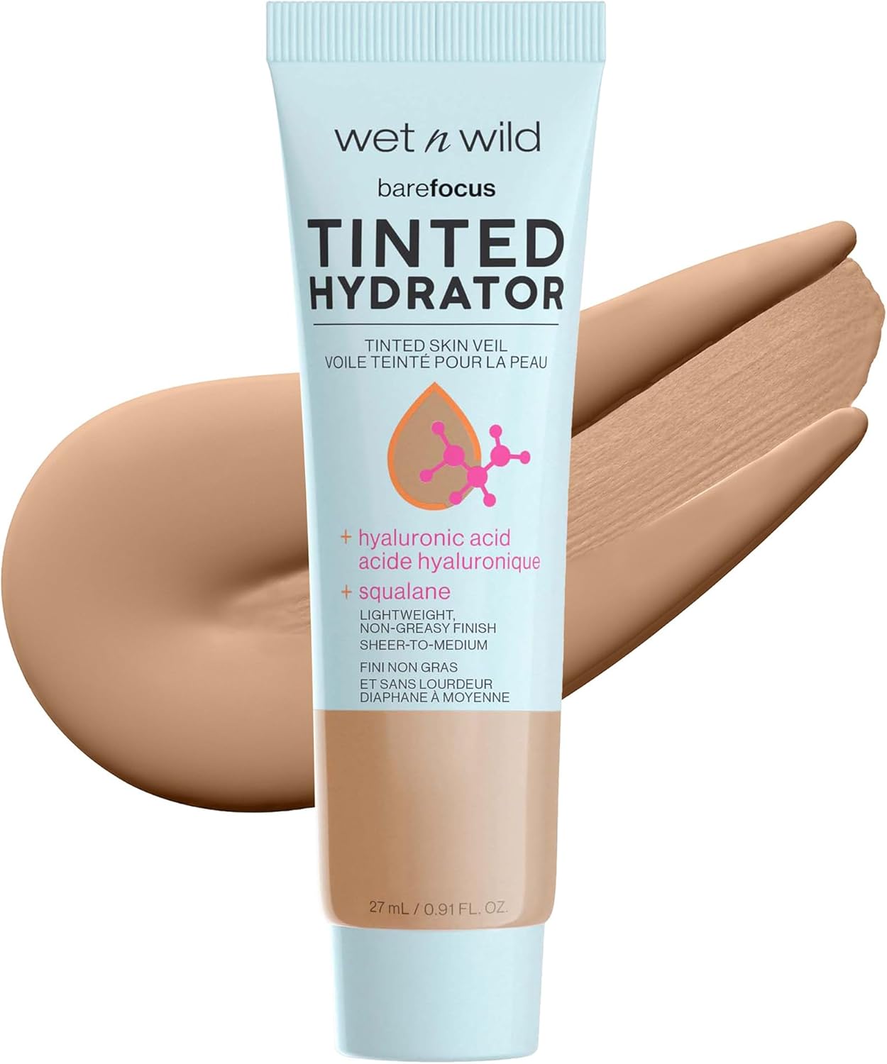 Wet n Wild, Bare Focus Tinted Hydrator, Tinted Moisturiser with Hyaluronic Acid, Lightweight Formula with Semi-Matte Finish for Oily Skin, Sheer to Medium Coverage, Tan