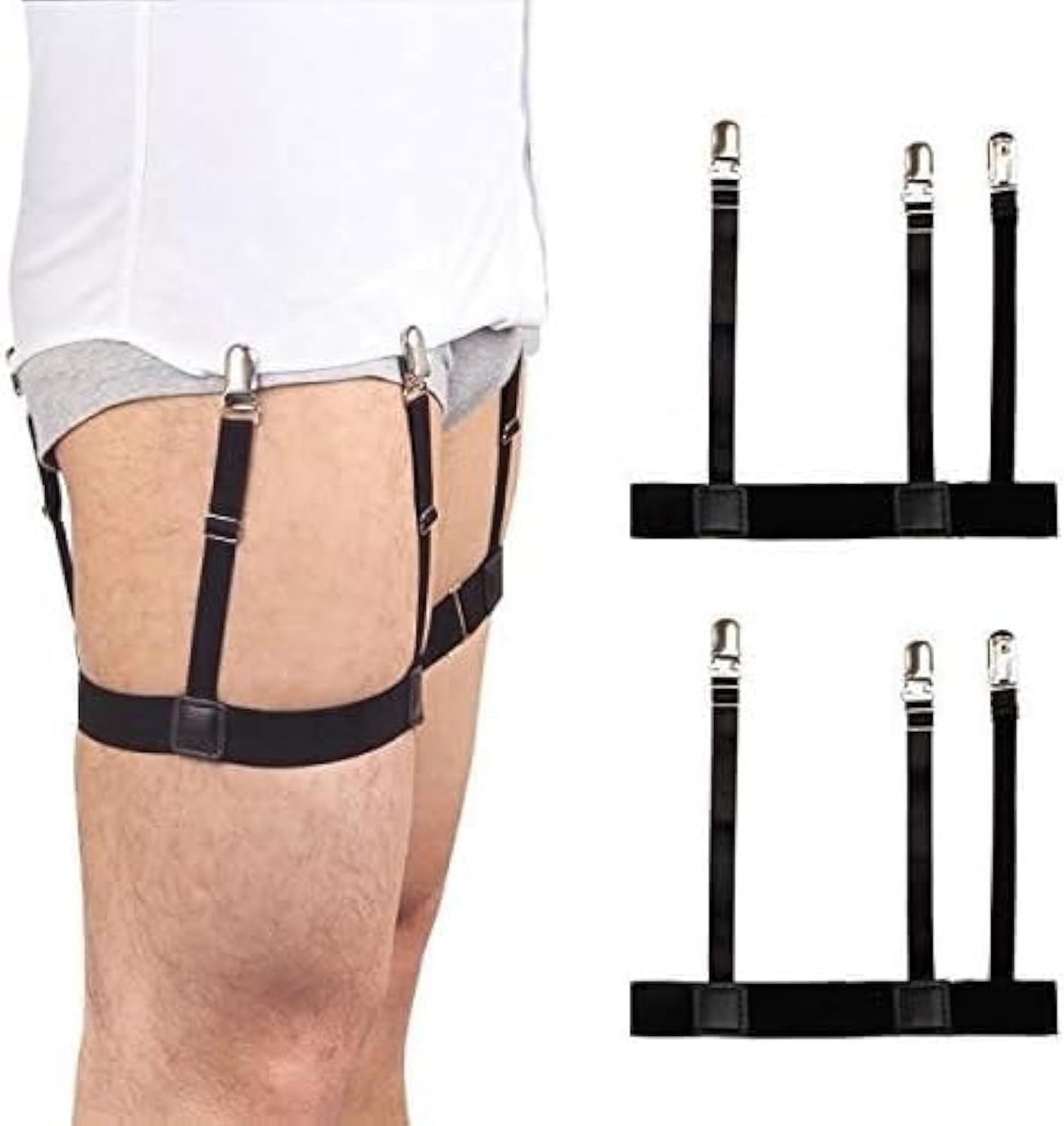 Men's Shirt Stays for Shirt Tucker Shirt Garter Shirt Suspenders Shirt Stays Leg Thigh Suspender Belt With Non-Slip Locking Beltings pack 1Pair