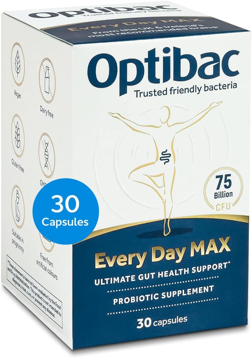 Every Day MAX - Advanced Vegan Probiotic Supplement for Digestion, Gut Health & Immune Support, 75 Billion CFU - 30 Capsules
