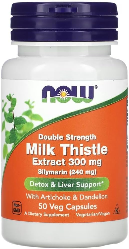 Now Foods – Silymarin with Artichoke & Dandelion 300mg | Liver Detox & Antioxidant Support – 50 Vcaps