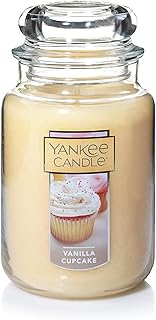 Yankee Candle Vanilla Cupcake Scented Classic 22oz Large Jar Single Wick Candle, Over 110 Hours of Burn Time, Ideal for Creating Relaxing Ambience & Holiday Gifting