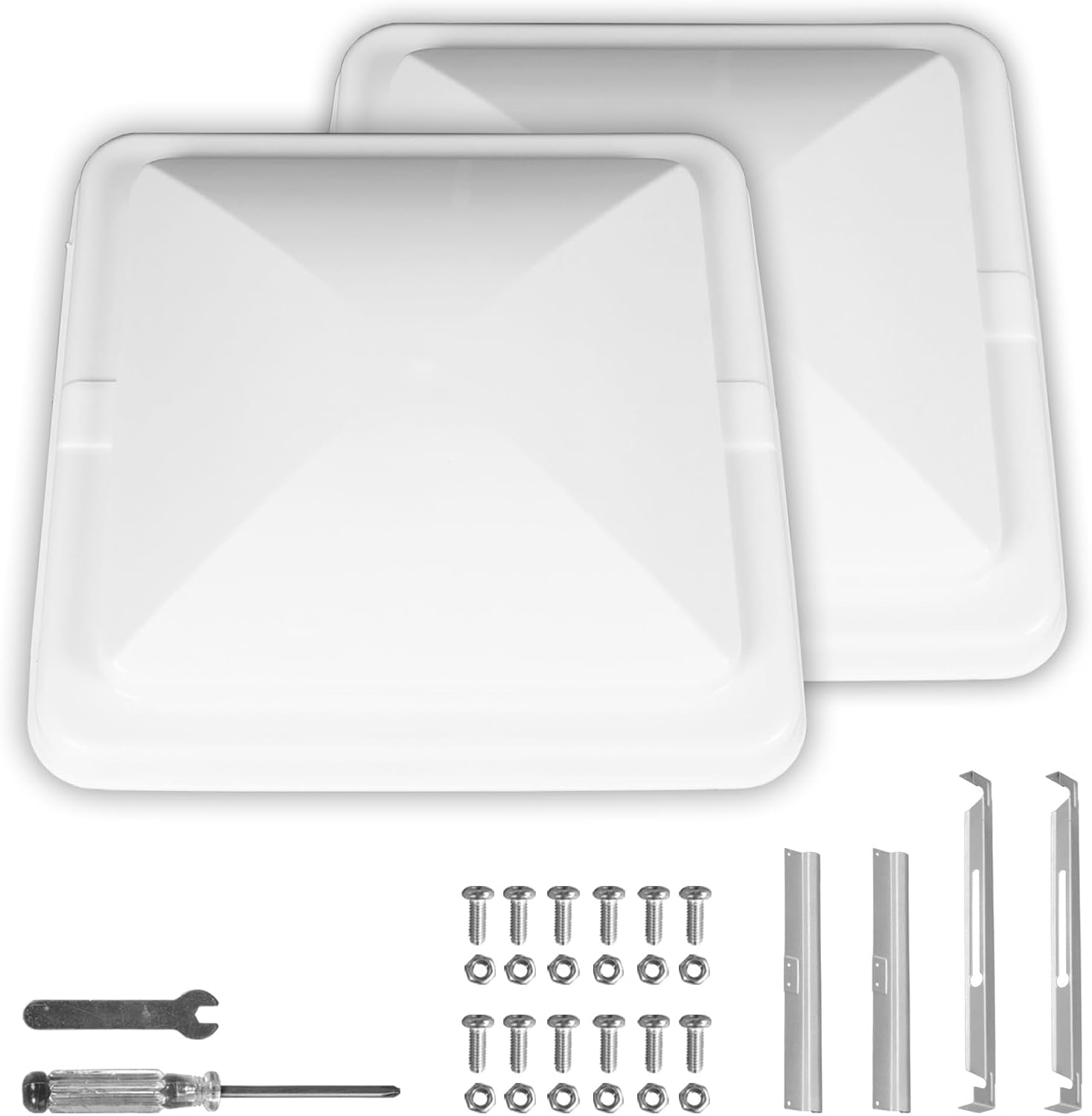 2 Pack Set RV Vent Covers for Roof, 14 Inch Replacement Camper Vent Lid for Trailer and Motorhome, 14" x 14" x 3.25" White