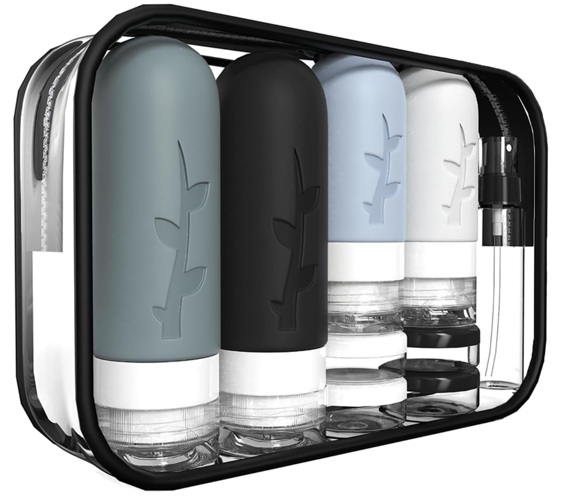 18pack Travel Bottles for Toiletries,TSA Approved Silicone Travel Containers for Toiletries,Leak Proof Refillable Liqus Shampoo And Conditioner travel Essentials toiletry Bottles