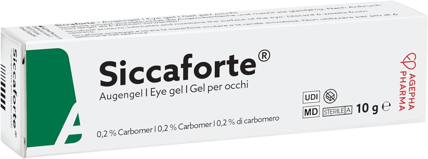 Siccaforte | Intensive Dry Eye Gel with Carbomer | Smooth, Moisturizing for Fresh Eyes | Soothing and Sore Eyes | Comfortable for Day Time Use