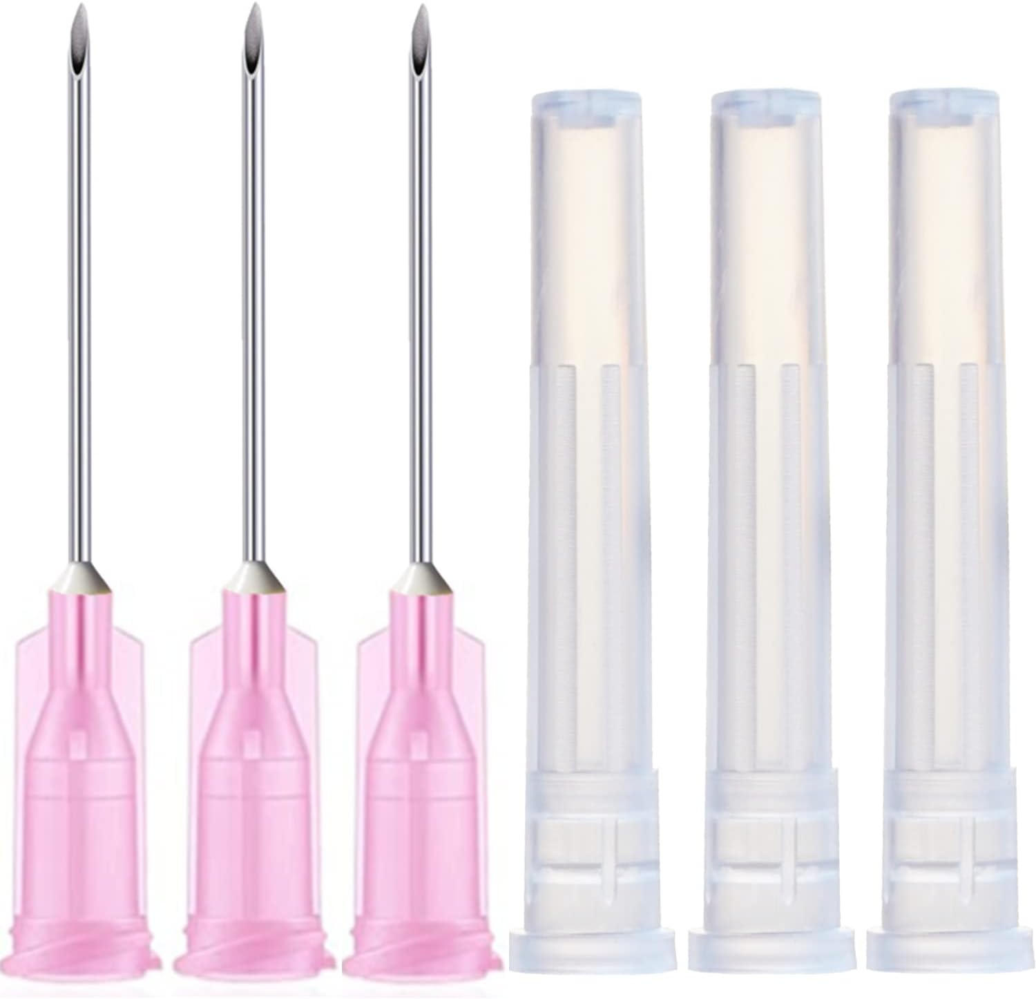 100 Pack 18Ga 1 Inch Sterile Disposable Injection Needle with Cap for Scientific and Industrial Dispensing Needl Accessories