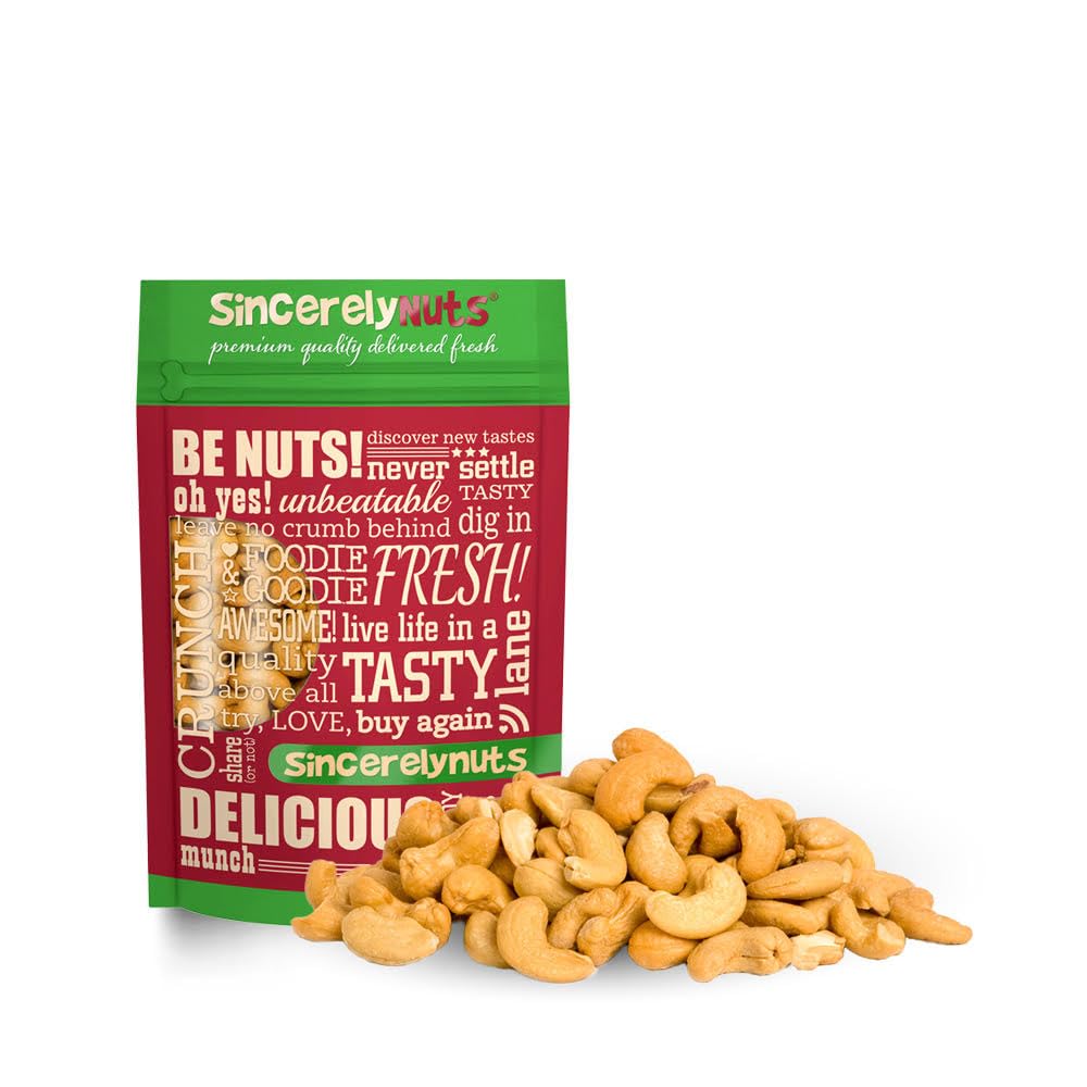 Sincerely Nuts – Large Jumbo Cashews Roasted and Salted | One Lb. Bag | Deluxe Kosher Snack Food | Healthy Source of Protein & Nutritional Content | Gourmet Quality Vegan Nut