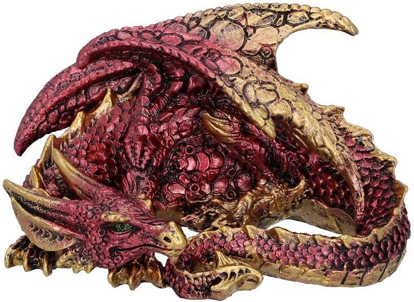 Nemesis Now Aaden Red and Golden Resting Dragon Figurine, 10.2cm, U5289S0