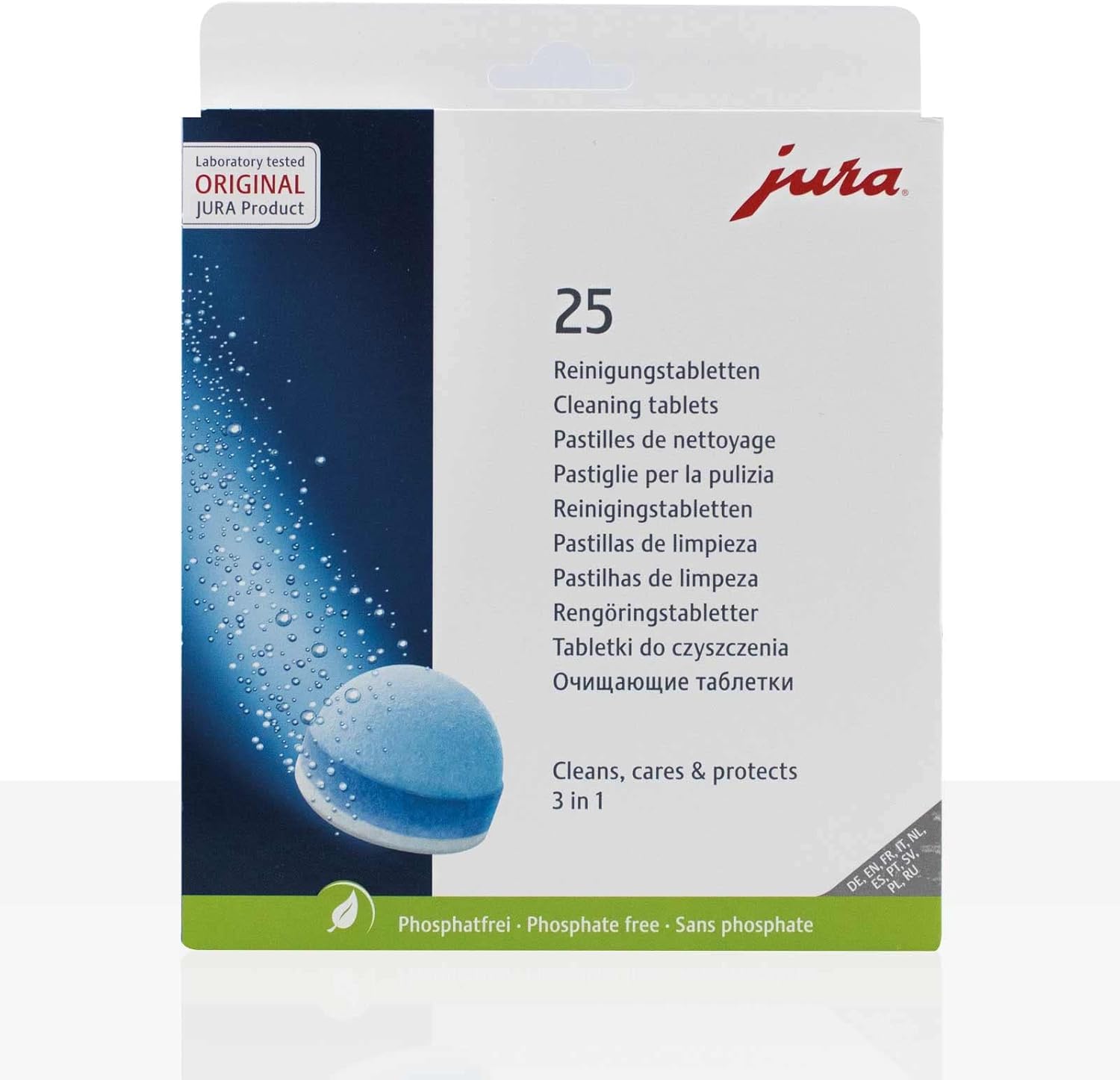 Jura 3-Phase 3 in 1 Cleaning Tablets 25pcs, cleans, cares & protects