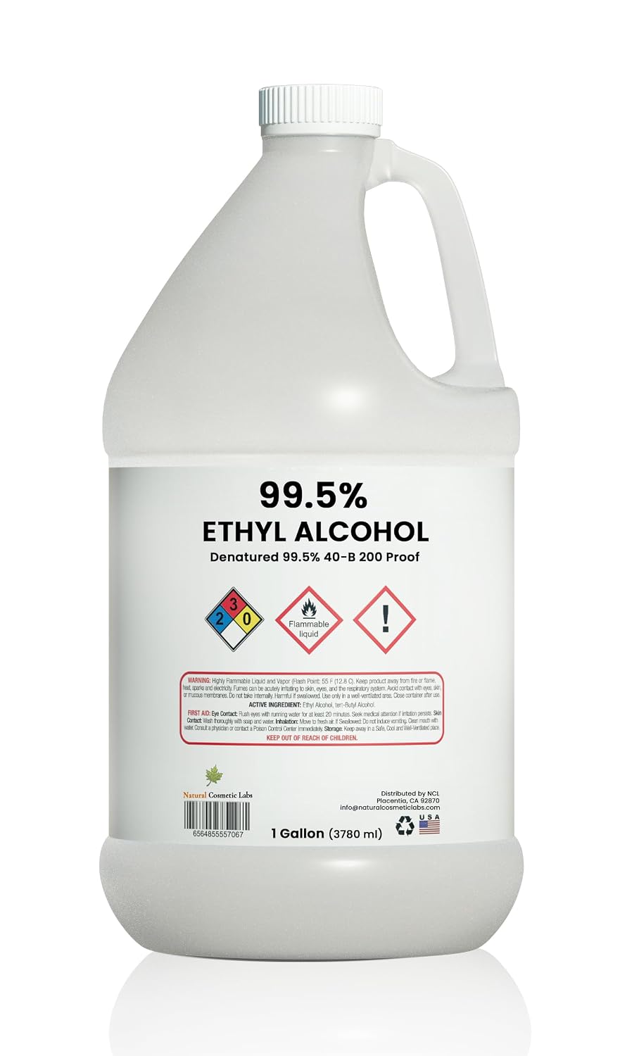 Ethyl Alcohol 99.5% Denatured Alcohol 40-B 200 Proof by NCL,USA | 1 Gallon