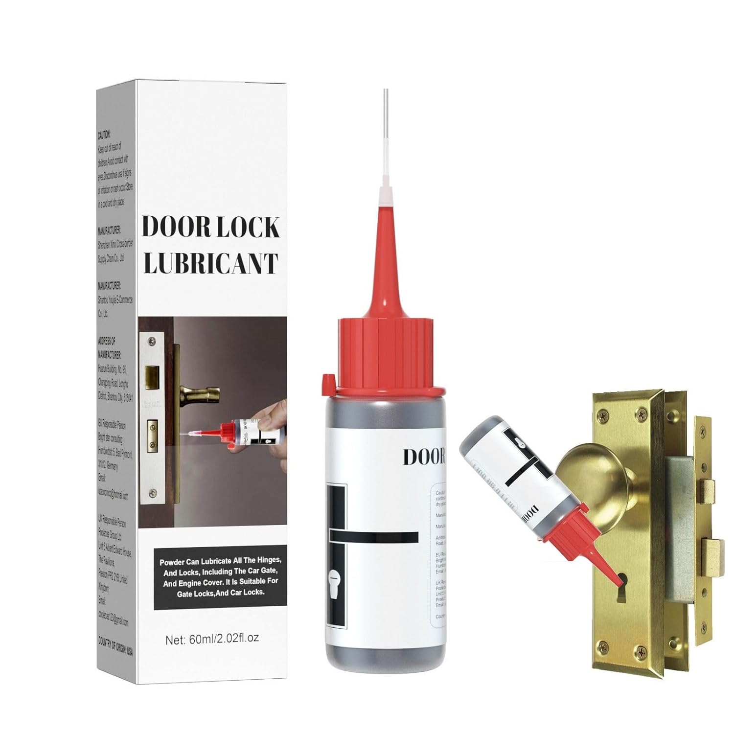 Dry Lube Graphite Lubricant, Lock Cylinder Lubricant, Graphite Powder Lubricant, 60ml Graphite Powder for Locks Spray Grease Lock Cylinder Lube Powder Door Hinge Oil Treadmill Lubricant Oil