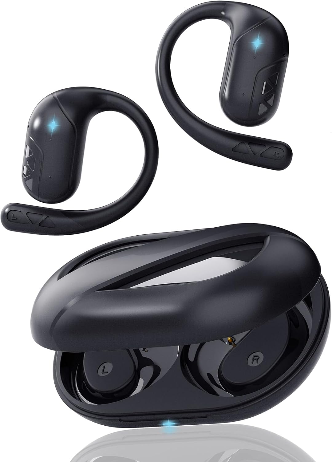 Open Ear Headphones, Bluetooth Headphones V5.4 Wireless Sport Earbuds with Charging Case, IP54 Waterproof 50H Playtime Lightweight Design Fit for Cycling, Running, Walking, Workout