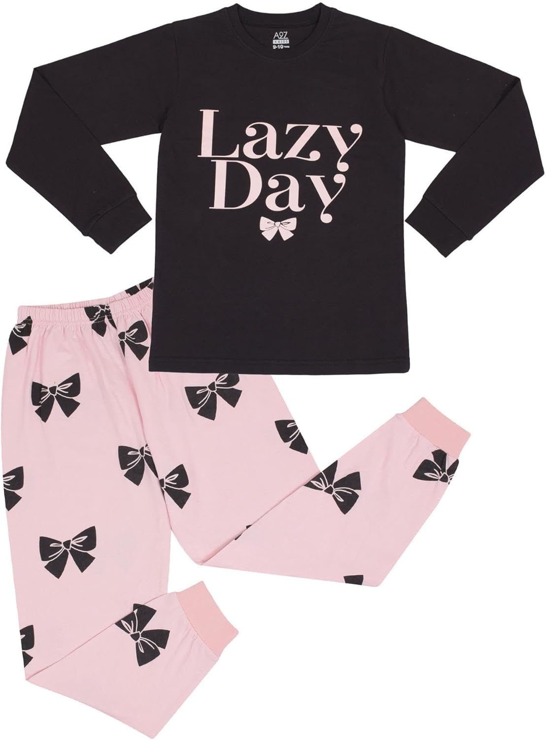 A2Z 4 Kids Girls Pyjamas Children PJs 2 Piece Set Lazy Day Print Black Lounge Suit for Children Top Bottom Pyjamas Loungewear Gifts Age 2-3, 3-4, 5-6, 7-8, 9-10, 11-12 & 13 Years