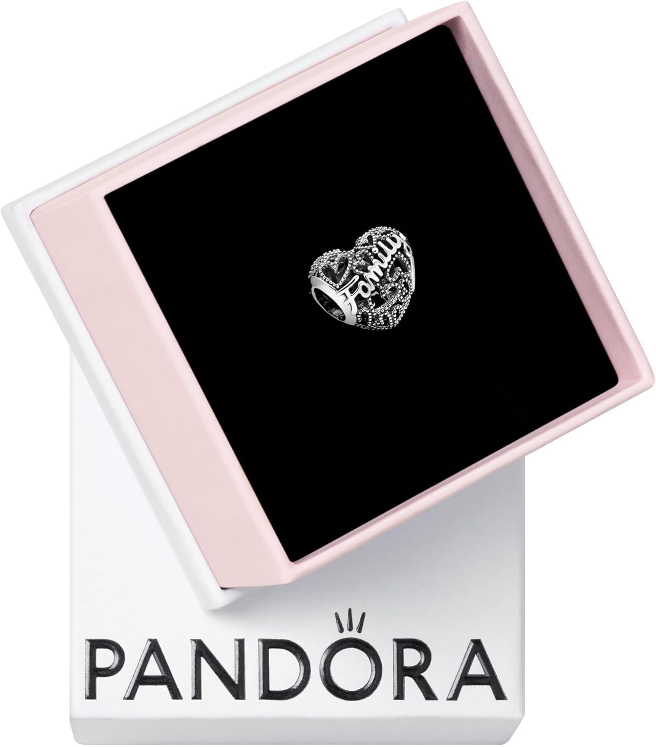 Pandora Moments Women's Sterling Silver Family Heart Bracelet Charm