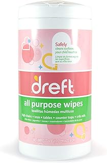 Dreft Multi-Surface All-Purpose Gentle Cleaning Wipes for Baby Toys, Car Seat, High Chair & More, 70 Count