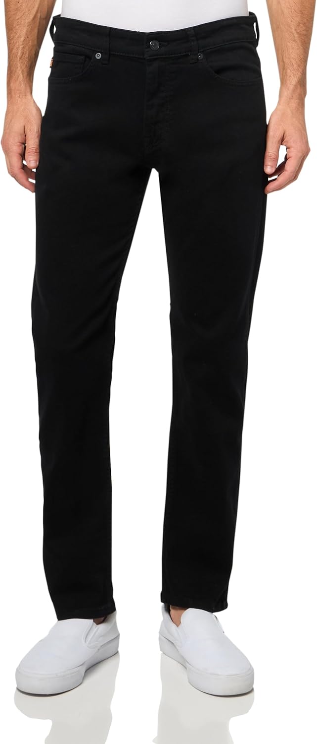 BOSS Men's Delaware Bo Black Comfort Cotton Slim Fit Jeans