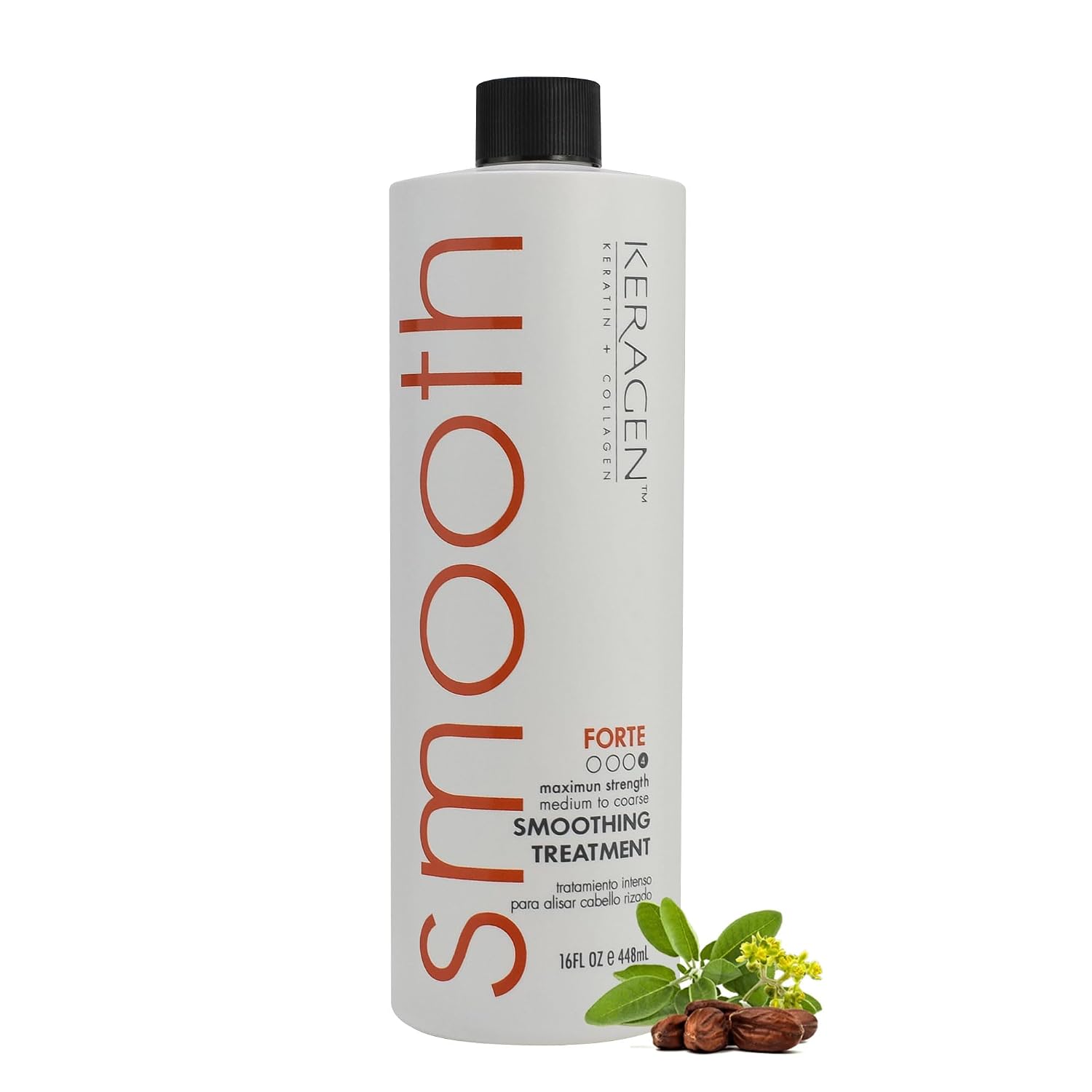 KERAGEN - Brazilian Smoothing Keratin Hair Treatment, Blowout Straightening System for Dry and Damaged Hair - Forte, Sulfate Free - Eliminates Curls and Frizz, Medium to Coarse Hair (16 Oz)