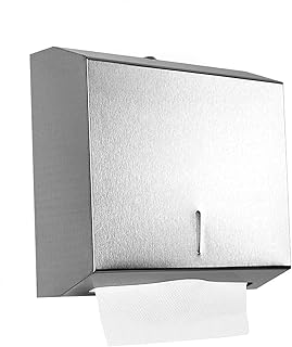 Wall-Mounted Comercial Paper Towel Dispenser, Brushed Stainless Steel Bathroom Hand Towel Dispenser with Lock Design, Large Capacity 250 C-Fold 300 Multi-Fold Capacity