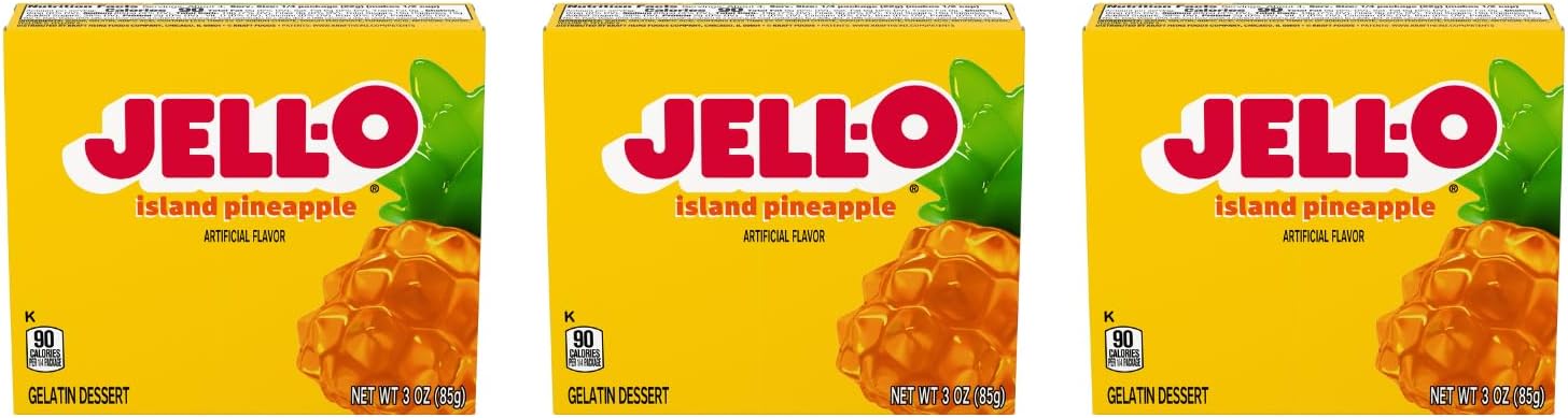 Jell-O Gelatin Dessert, Island Pineapple, 3-Ounce Box (Pack of 3)