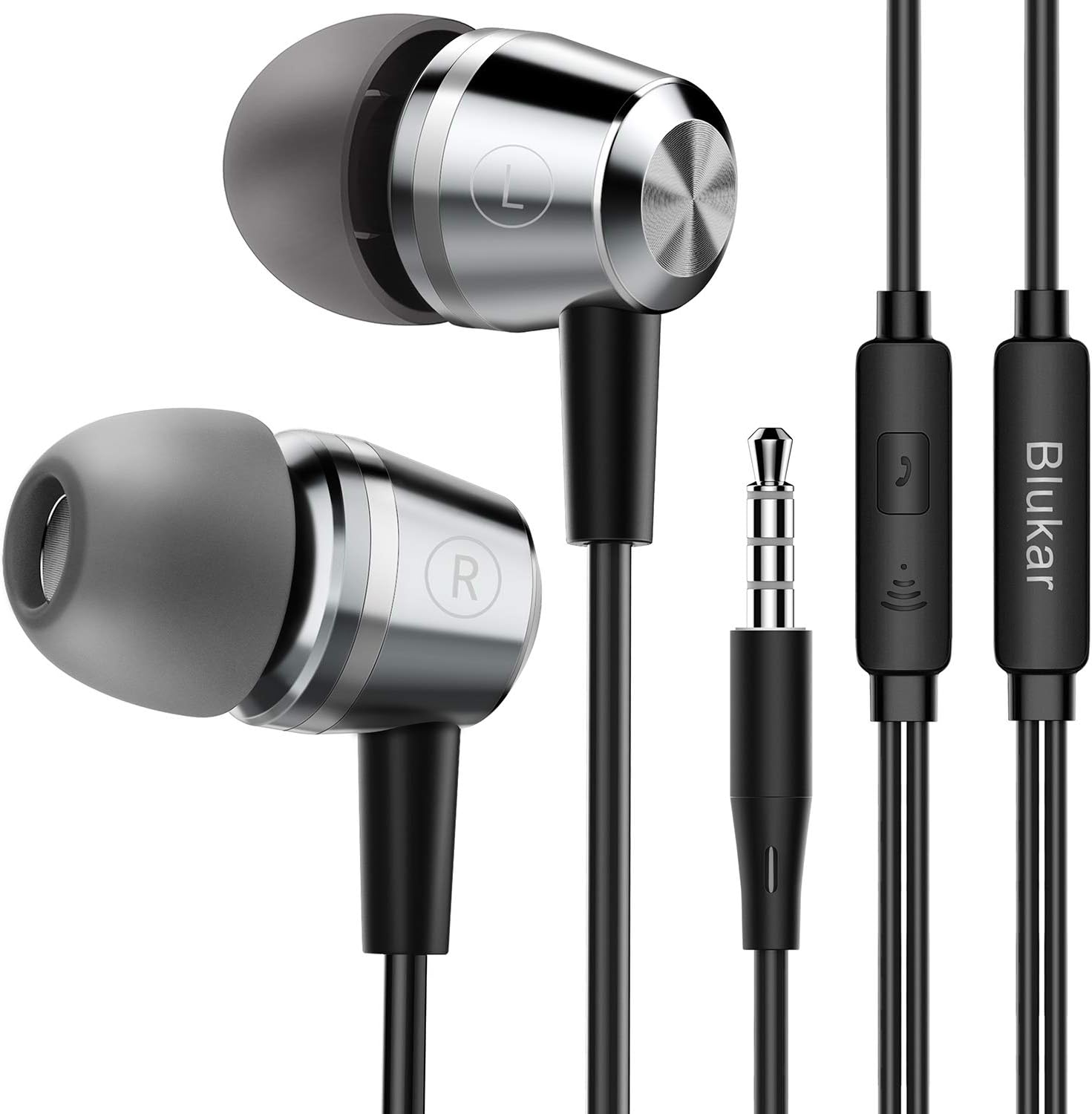Blukar Earphones, In-Ear Headphones Earphones High Sensitivity Microphone – Noise Isolating, High Definition, Pure Sound for Phone, Smartphone, MP3 Players etc.
