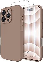 OTOFLY Compatible with iPhone 16 Pro Case, Compatible with MagSafe, Shockproof Magnetic Silicone Case for iPhone 16 Pro,[Military Grade Protection] [2 Pack Screen Protectors], Light Brown