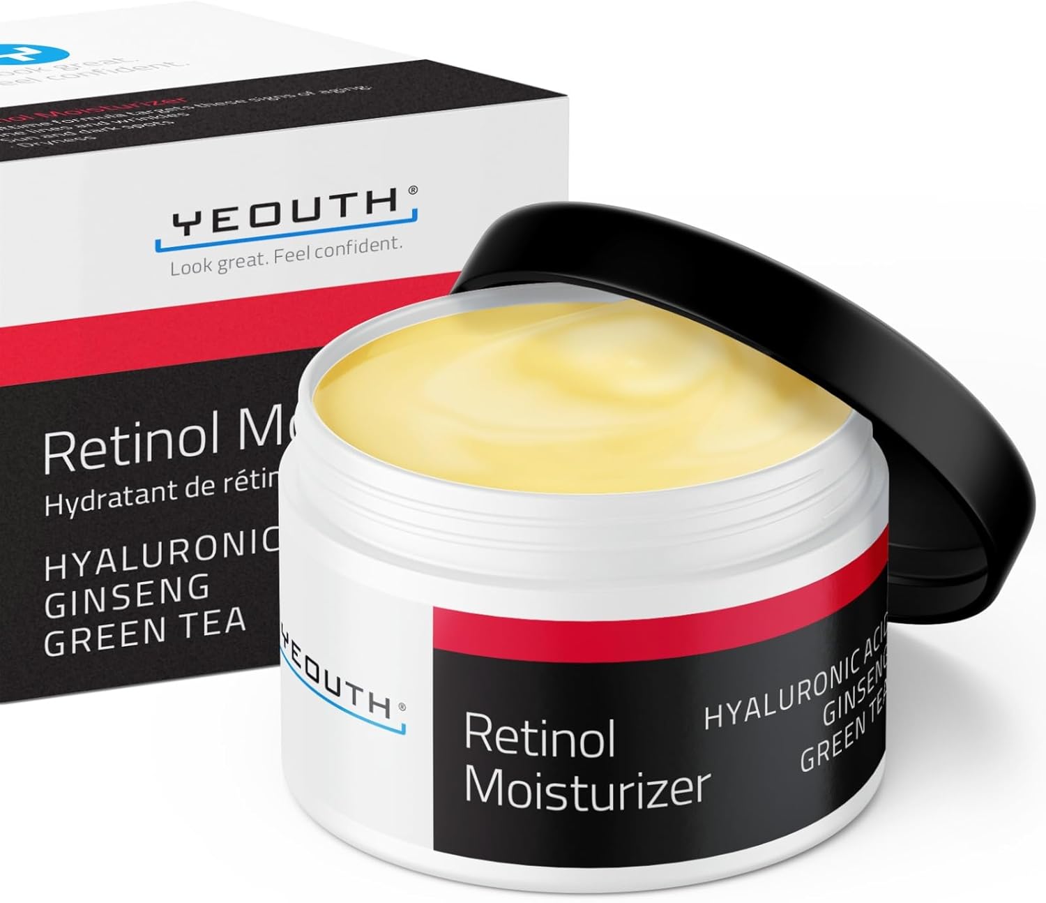 YEOUTH Retinol Cream for Face, Retinol Face Cream for Women and Men with Hyaluronic Acid and Green Tea, Night Moisturizer for a Smoother Appearance 118 ml