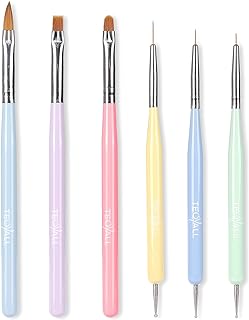 TEOYALL Nail Art Brushes, Nail Design Painting Brushes Builder Gel Brush Nail Dotting Tools Nail Fine Liner Brushes