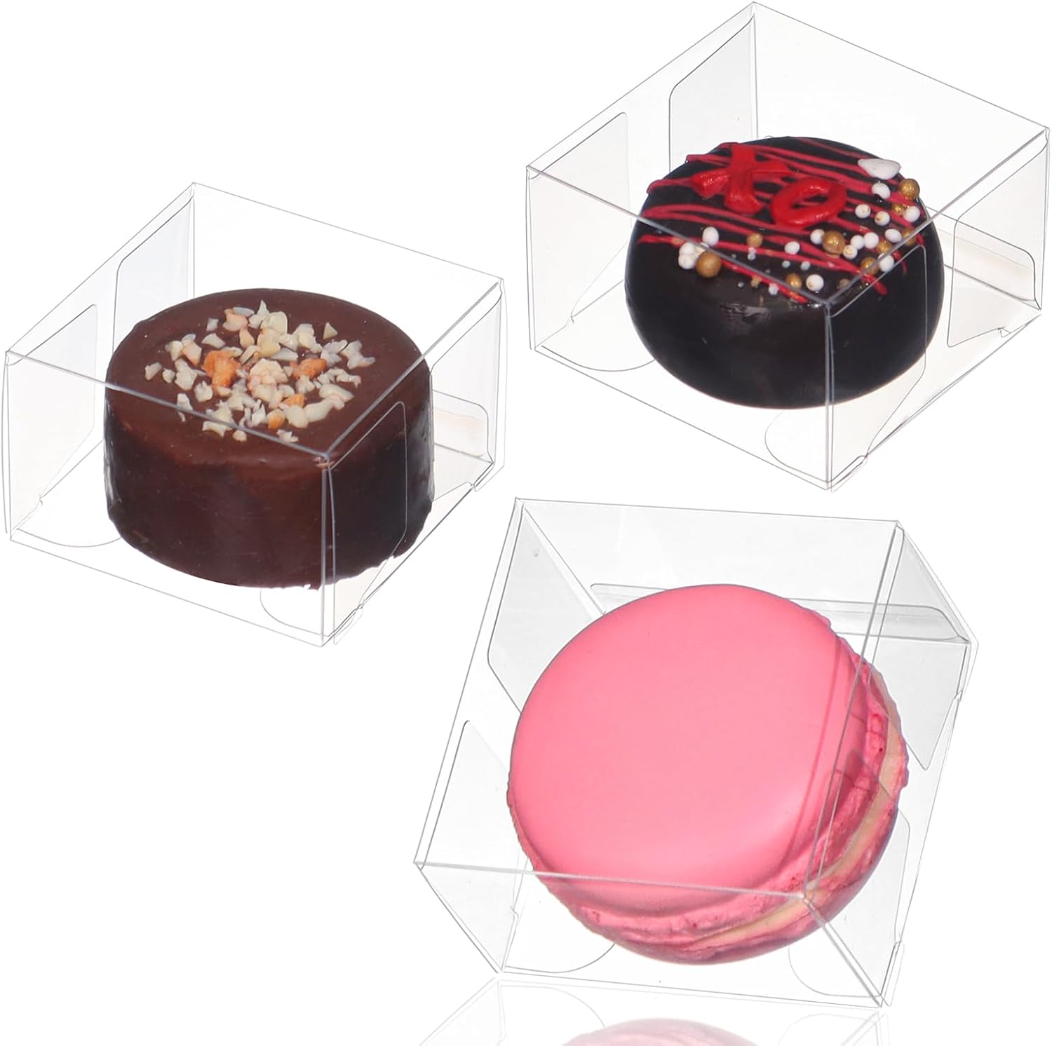 50Pack 2.17x2.17x1.38 Inch Single Boxes for Chocolate Covered Oreos, Macarons,Brownie, S'Mores, Candy. Small Gift Boxes for Wedding, Bridal Shower, Birthday Party Favors
