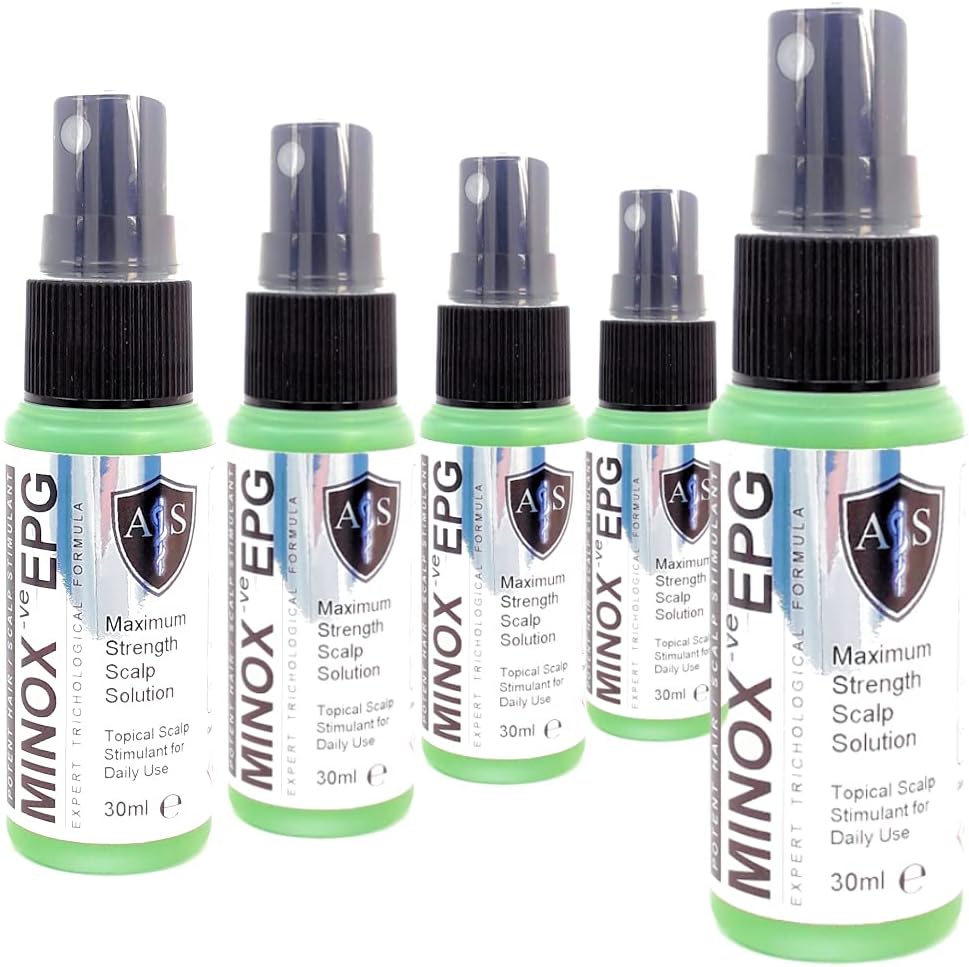 MINOX-ve EPG Minoxidil Alternative Hair Loss Treatment without Side Effects* Free £99 Growth Guide (5 x 30ml MINOX-ve EPG)