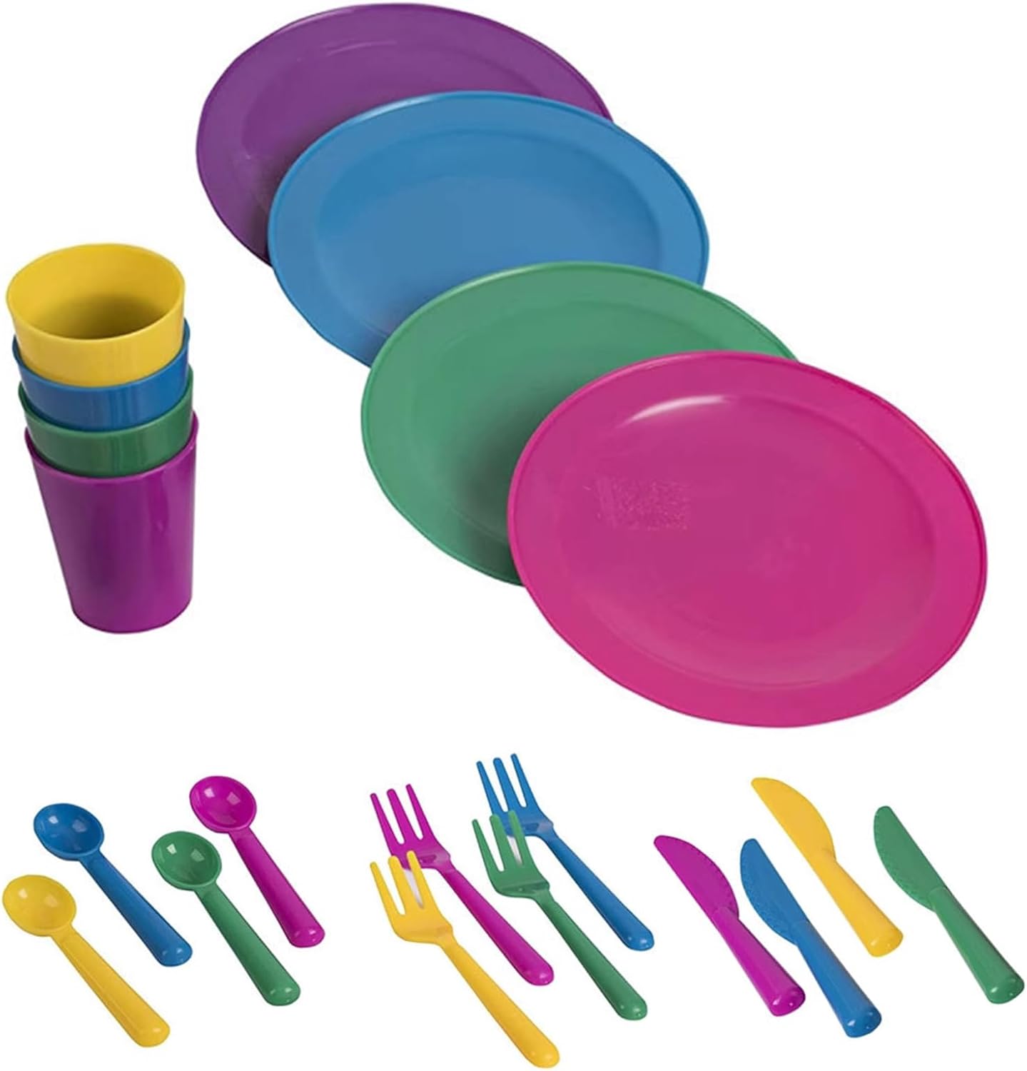 Toyhood 4 Set Kitchen Pretend Play Dish Set, 20pcs Kitchen Plates and Dishes Toy, Kids Role Play Toy Set, Kids Playset Play Food Set Kitchen Accessories, for Kids Girls Boys Toddler