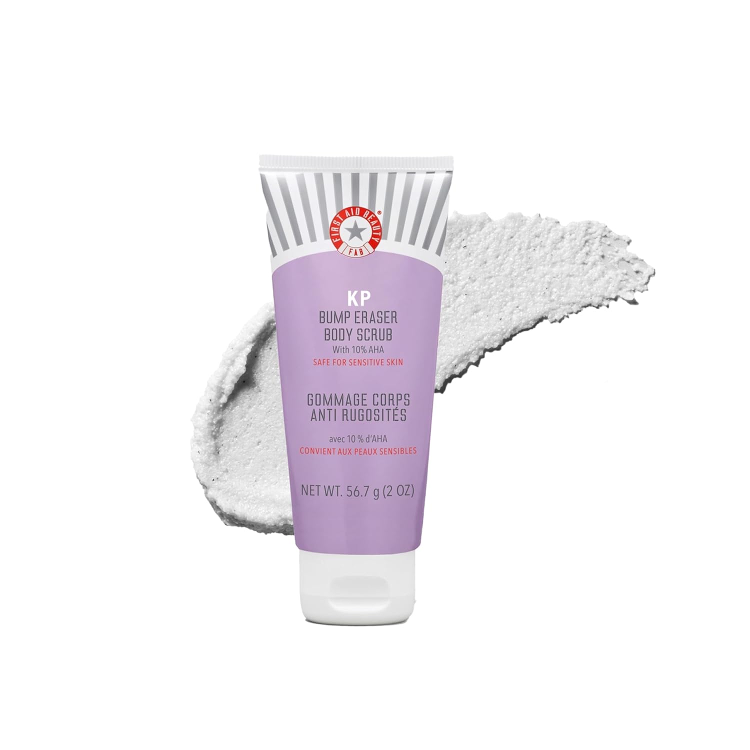 First Aid Beauty - KP Bump Eraser Body Scrub with 10% AHA, Keratosis Pilaris Skin Exfoliator with Glycolic and Lactic acids, Helps Reduce Chicken Bumps, Safe for Sensitive Skin, 2 oz