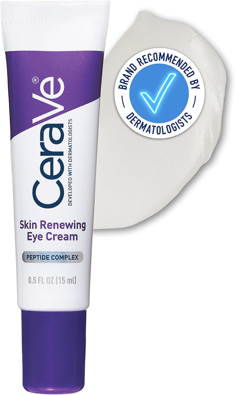 CeraVe Skin Renewing Eye Cream With Peptide Complex, Caffeine, Hyaluronic Acid, Niacinamide, 3 Essential Ceramides, Lightweight Formula, For All Skin Types Including Sensitive Eyes, 15ml