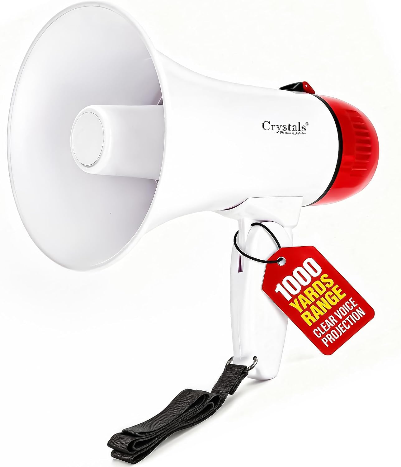 Crystals 10W Portable Megaphone Loud Speaker and Siren Record Play with Strap & Pistol Grip USB Audio Player