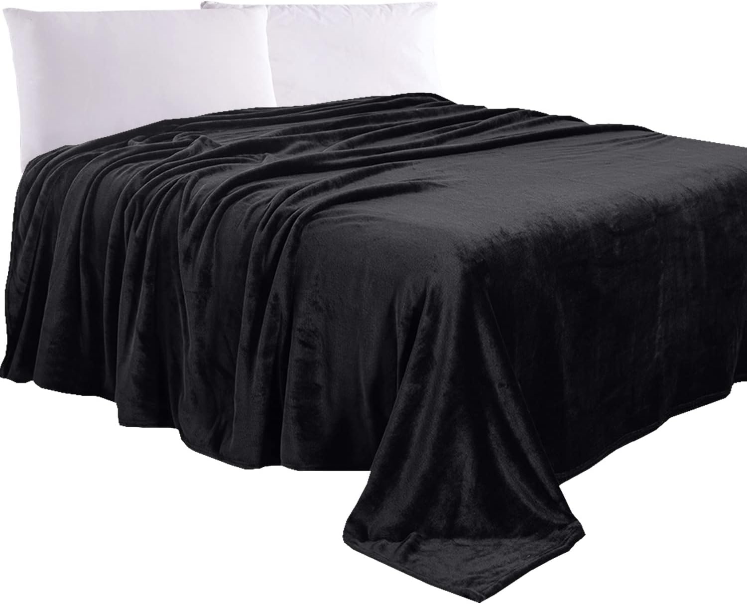 Elegant Comfort Luxury Velvety Feel Blanket, All-Season Lightweight Blanket, Ultra Plush, Soft, Cozy-Fuzzy Flannel Fleece for Couch, Sofa, Bed, Travel, Solid Design, Full/Queen, Black