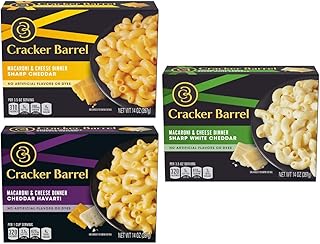Macaroni and Cheese by Cracker Barrel in 3 Variety Packs - Sharp Cheddar, Cheddar Havarti and Sharp White Cheddar Flavor, An Instant Mac and Cheese Dinner Meal for the Whole Family, Pantry Staples in 14 Oz Box Each