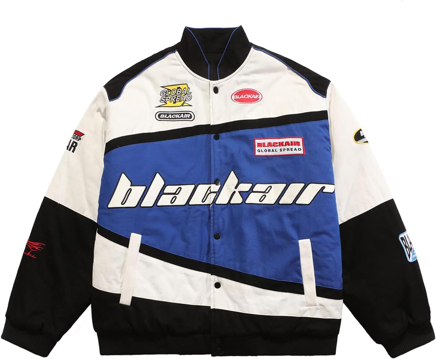 Vamtac Mens Varsity Baseball Jacket Bomber Cotton Vintage Racing Coats Streetwear with Pocket