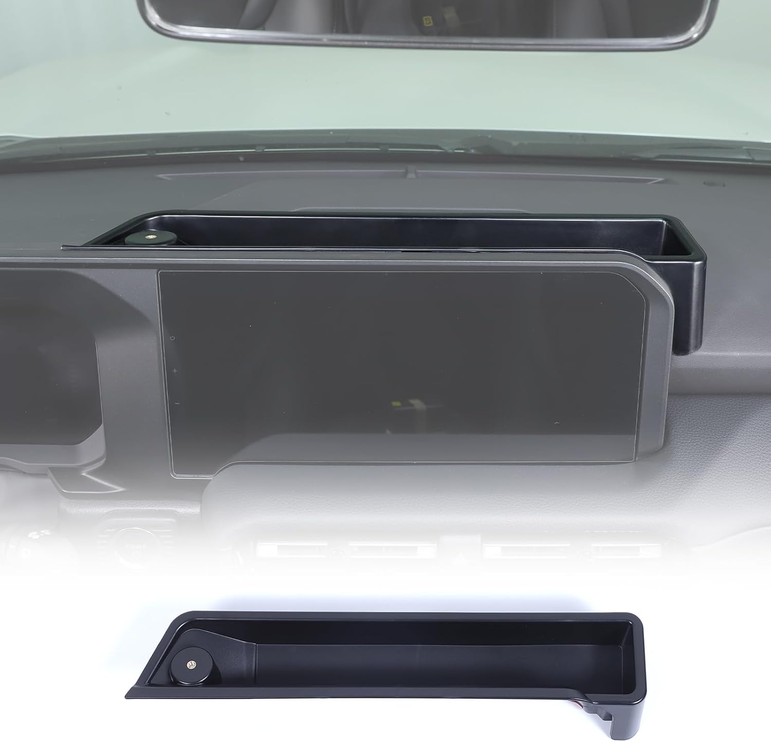 Center Console Dash Organizer Tray Compatible with Toyota Land Cruiser 250 Prado 2024 2025 2026 Navigation Screen Rear Insert Auxiliary Storage Box,Phone Holder Accessories (Style F (Without bracket))