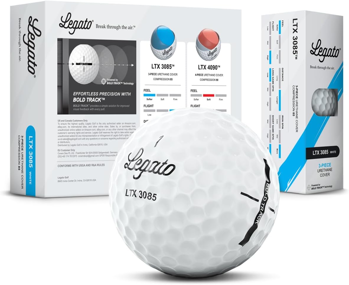 Legato Golf Balls LTX3085 | Designed to Help Golfers Break 90 | Maximized Distance with Soft Feel | 3 Piece | Urethane Cover | 85 Compression
