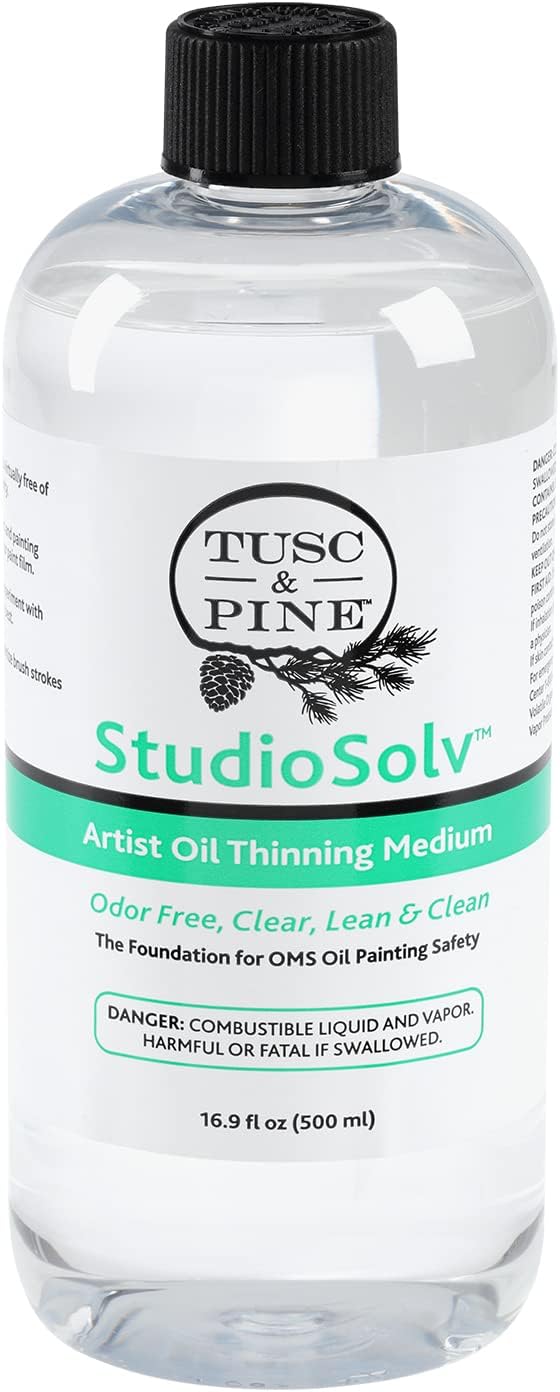 Tusc & Pine StudioSolv™ Odorless Mineral Spirits 16.9oz (500ml) - Purified Odor-Free Spirit Solvent for Thinning Oils, Artists, Painting Thinner, Professionals, & More!
