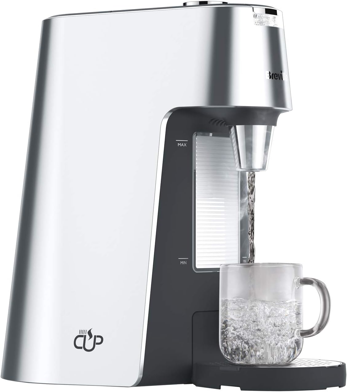 Breville HotCup Hot Water Dispenser | 2.0 Litre with 3 kW Fast Boil | Variable Dispense and Height Adjust | Energy-efficient use | Silver [VKT111]