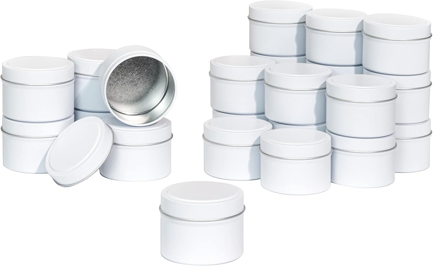 Aroparc White Candle Tins 4oz, 24 Piece Bulk Candle Containers for Candle Making Supplies - White