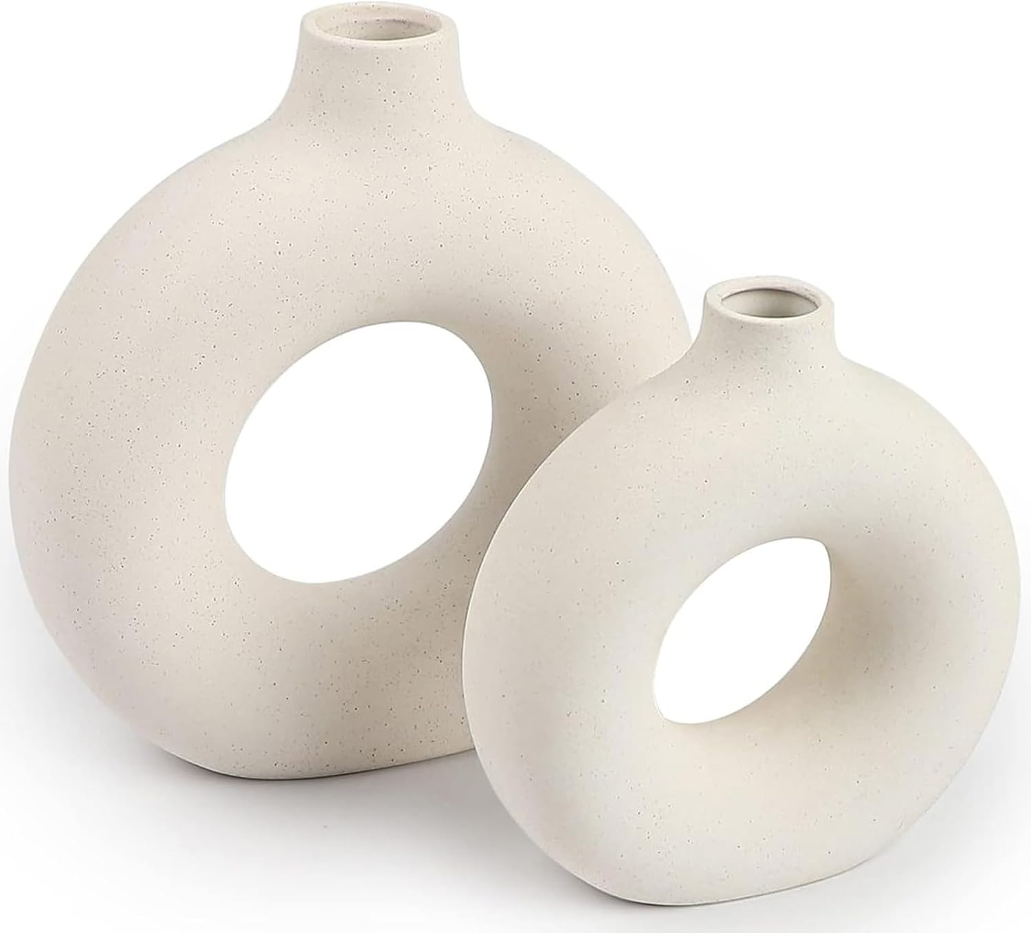 Ceramic Vases Set of 2,Modern Vases for Home Decor, White Boho Style for Living Room Kitchen Mantle Bedroom Dining Table Office Farmhouse Decorative Design