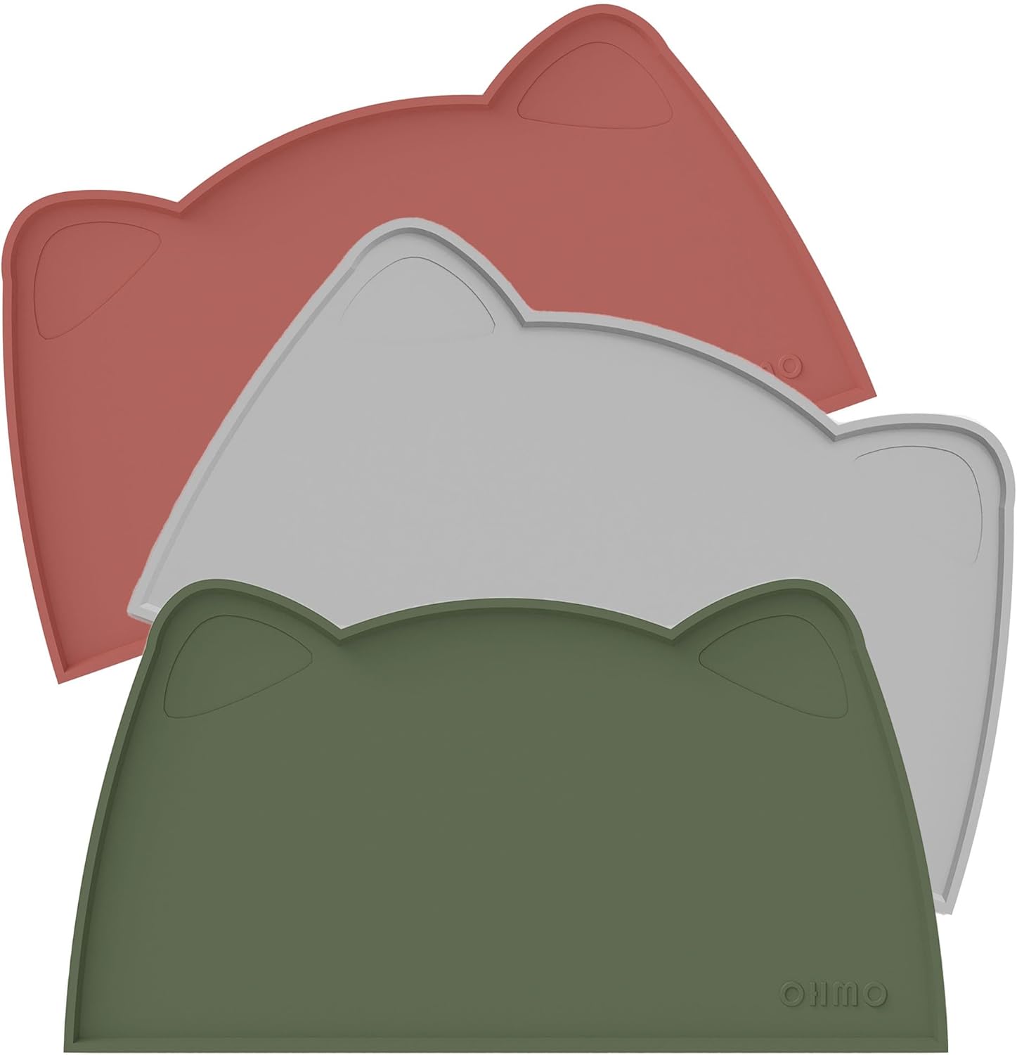 OHMO Cat Food Mat, Silicone Waterproof Dog Food Mat, Non-Skid Spill Proof Pet Feeding Mat for Food and Water, Easy to Clean Dog Placemat(Camouflage Green, 46 * 25cm)