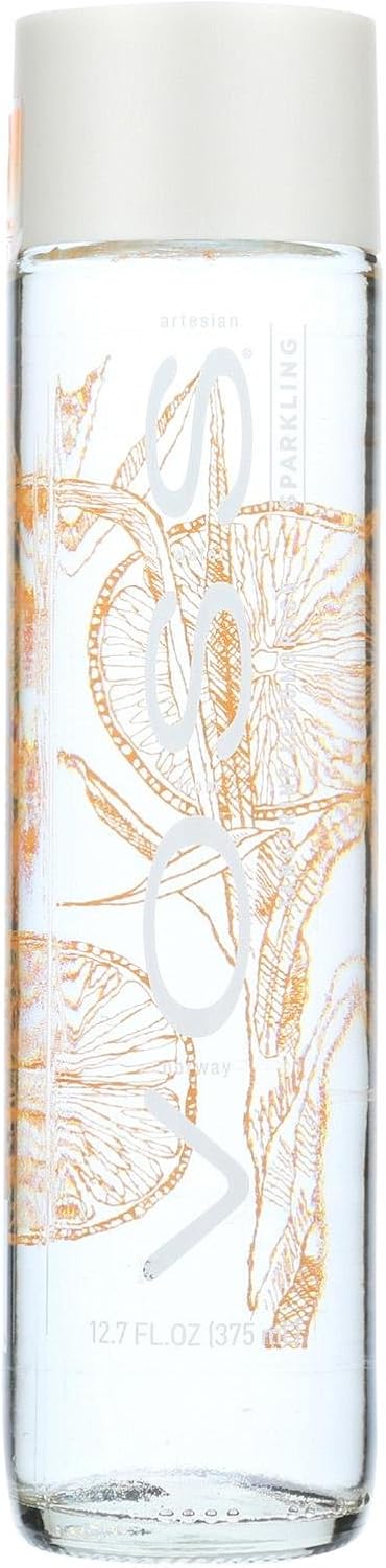 VOSS Tangerine Lemongrass Sparkling Flavoured Water, Voss Sparkling Water, 375ml Glass Recyclable Bottle