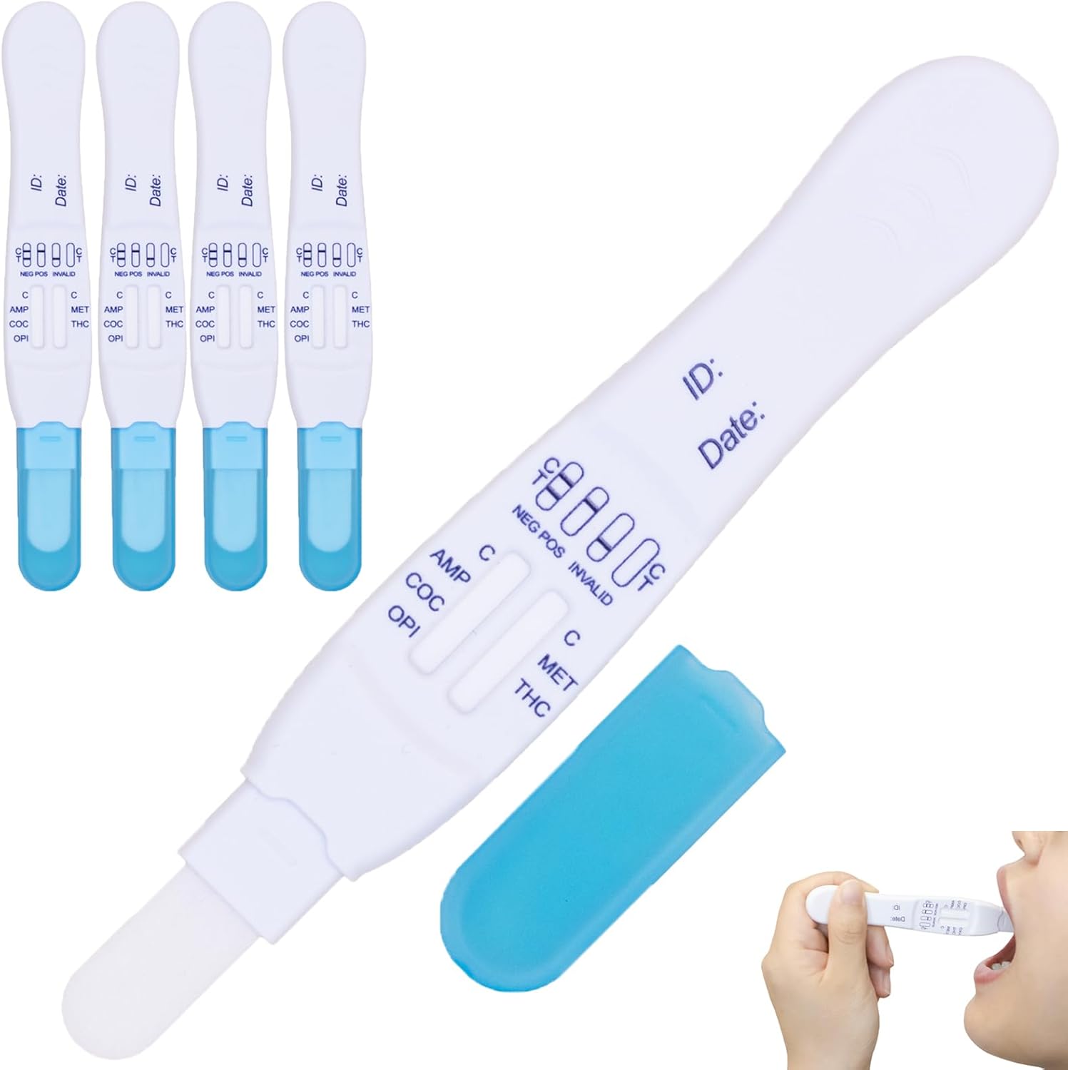 Prime Screen 5-in-1 Saliva Drug Testing Kit, 5 Pack, Tests for Cannabis, Cocaine, Opiates, Amphetamine, Methamphetamine