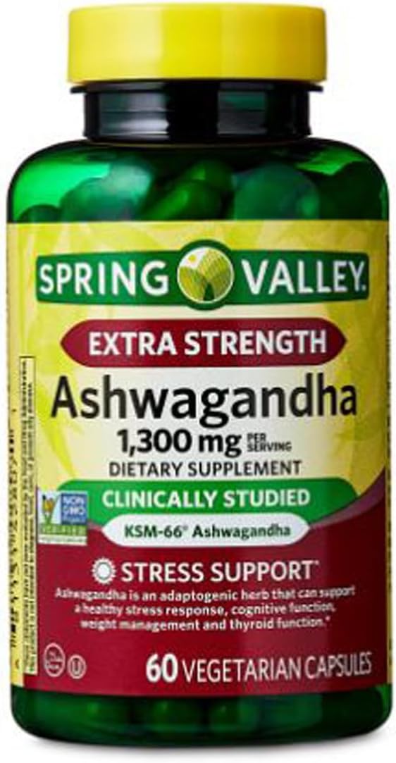 H4U__4 TOP Care Ashwagandha Dietary Supplement, 1300 mg, 60 Vegetarian Capsules