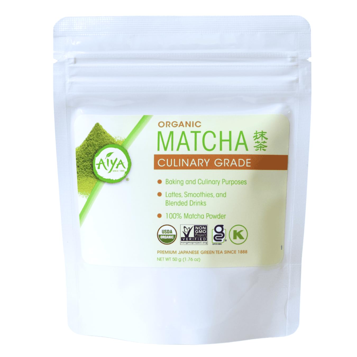 Aiya Organic Culinary Grade Matcha Green Tea Powder, 50g (1.76 oz), Japanese Premium Tea